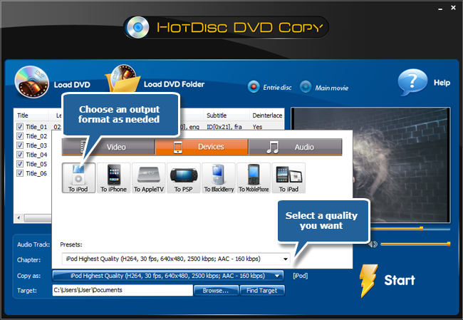 Specify Output Format & Quality Specify Output Format & Quality