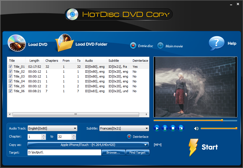 HotDisc DVD Copy helps you rip and convert your favorite DVD movies.