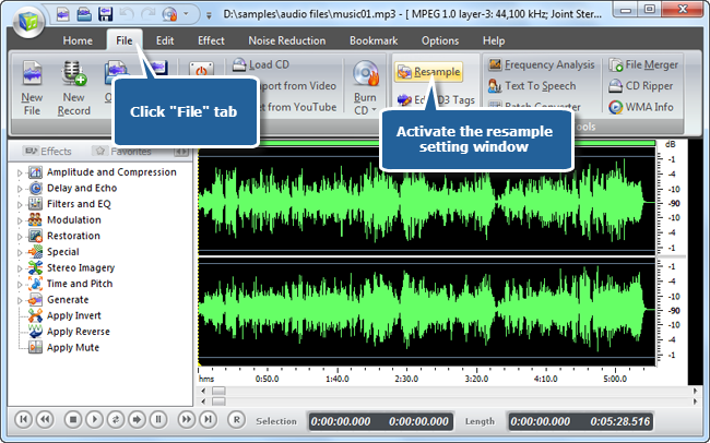 Open Resample Setting Window Open Resample Setting Window